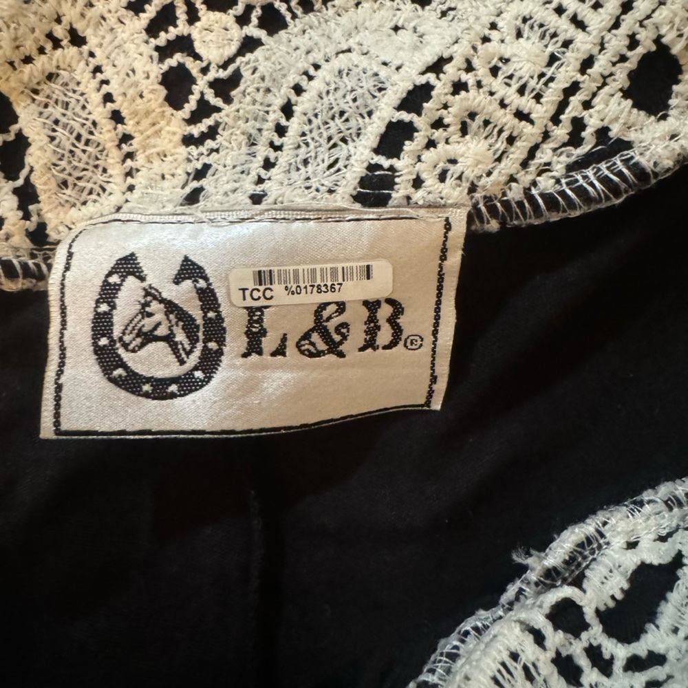 L&B Ranch Cream colored Lace Pants with black lining. XL with elastic waist